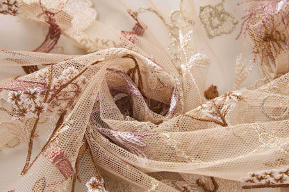 Embroidered floral dress with a large display