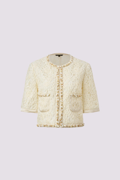 Beige textured bomber jacket