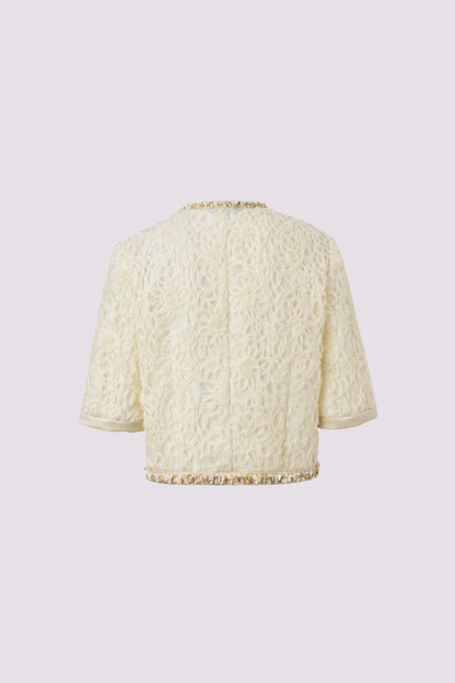 Beige textured bomber jacket
