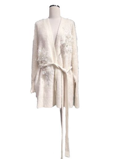 Three dimensional seven leaf flower cashmere woolen jacket