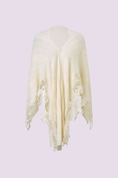 Seven leaf flower embroidered woolen shawl