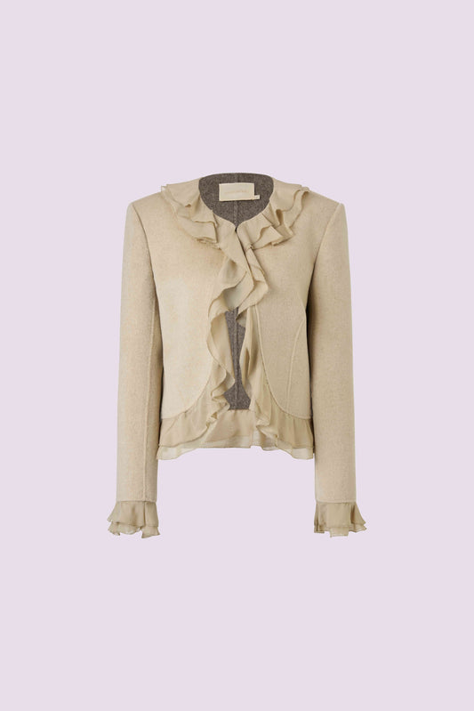 Yak wool coat with leaf edges