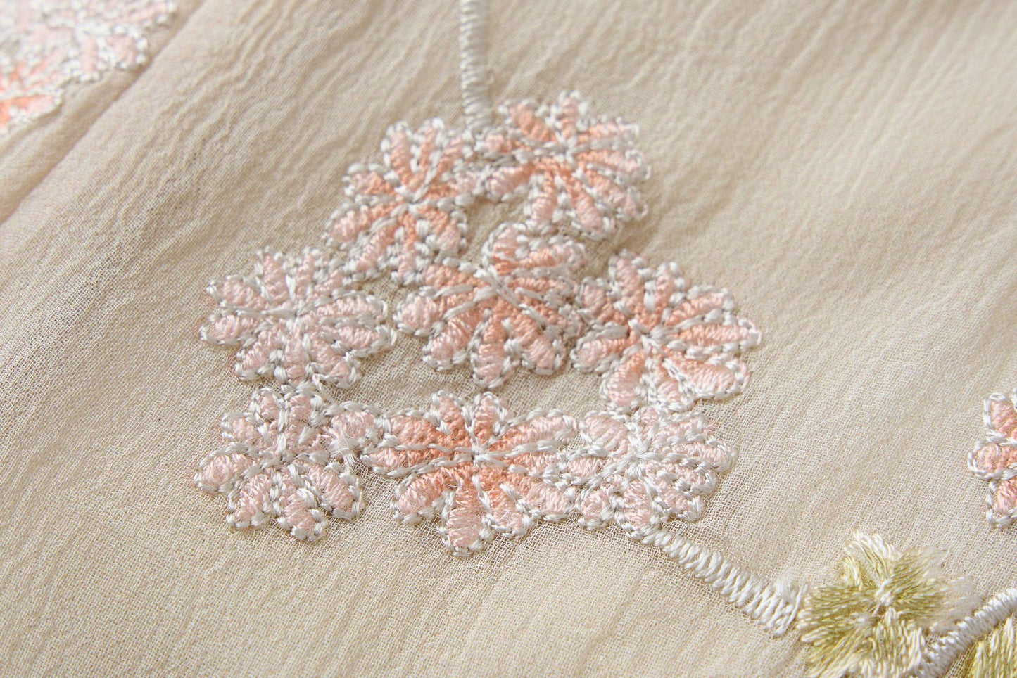Yellow embroidered straight-leg pants