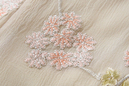 Yellow embroidered straight-leg pants