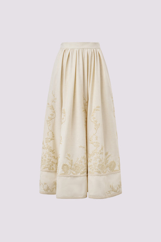 Linen embroidered skirt