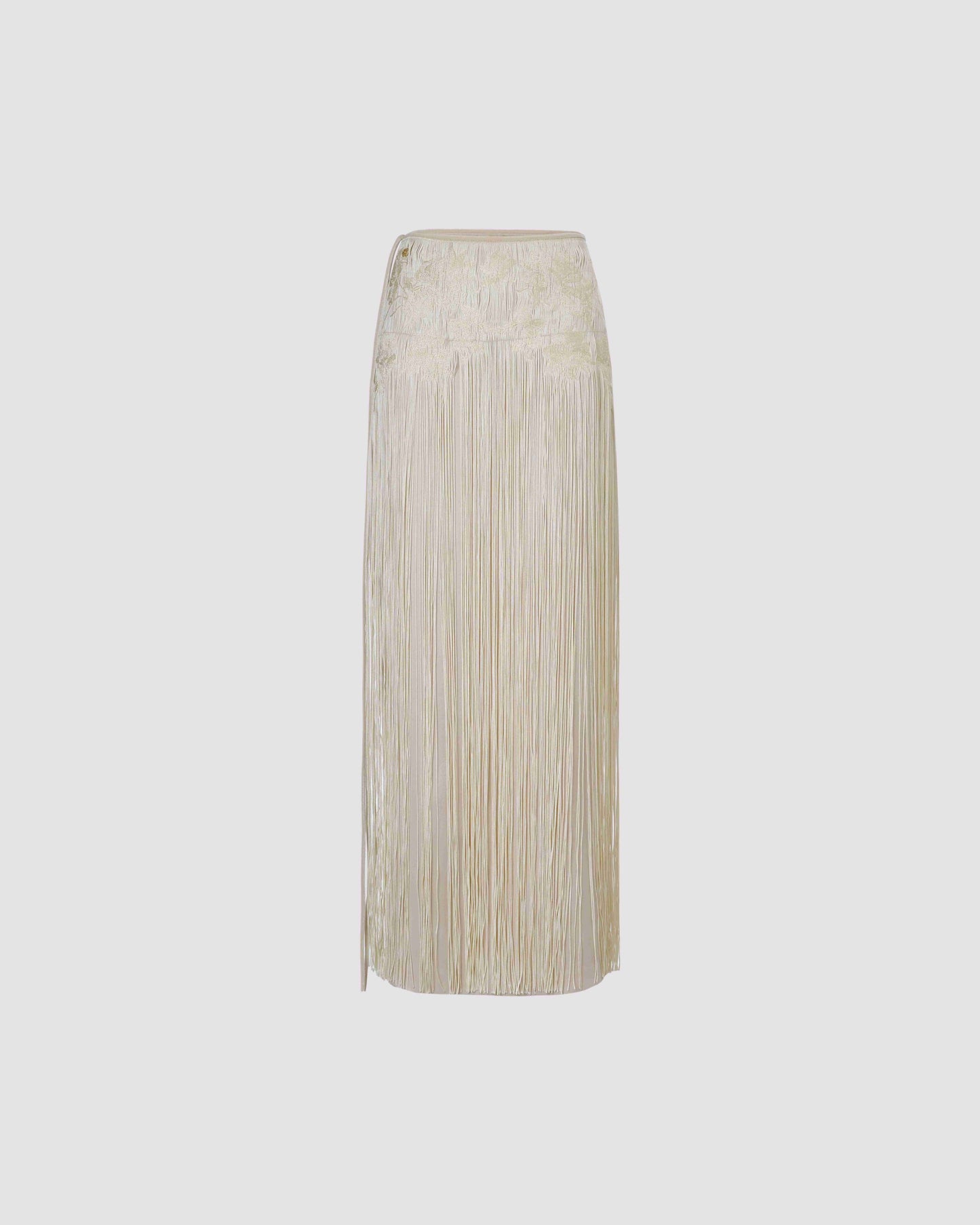Seven leaf floral fringe embroidered half skirt