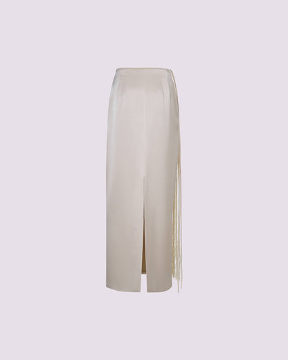 Seven leaf floral fringe embroidered half skirt