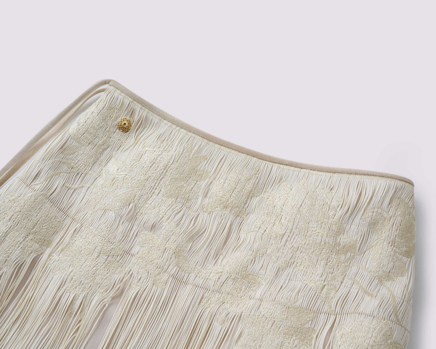 Seven leaf floral fringe embroidered half skirt