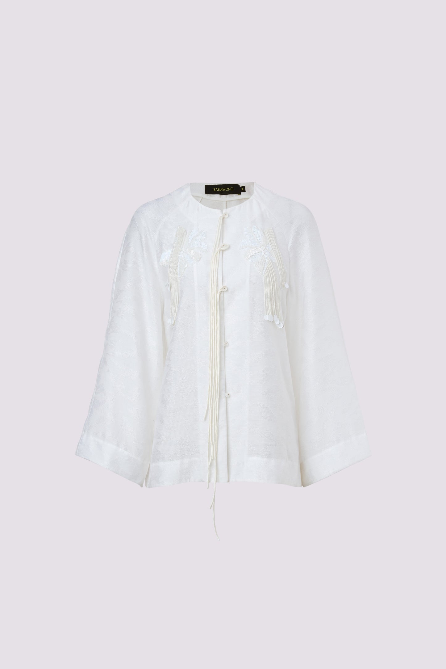 White jacquard embroidered coat