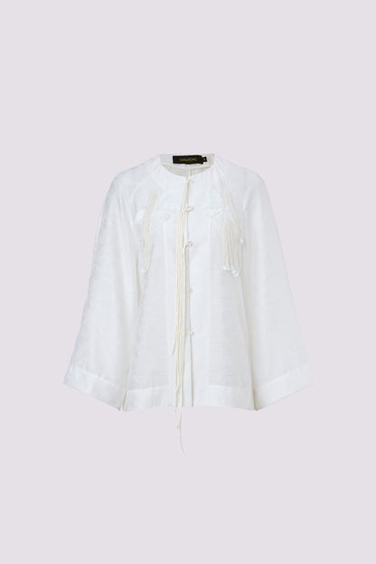 White jacquard embroidered coat