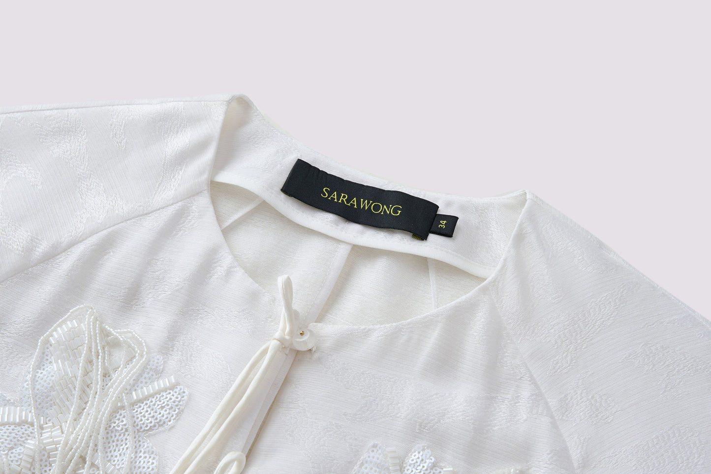 White jacquard embroidered coat