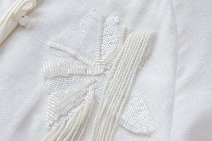 White jacquard embroidered coat