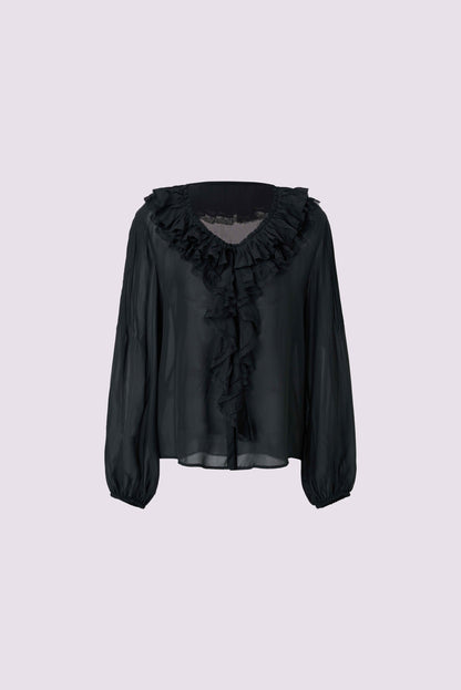 Lace-edged silk top