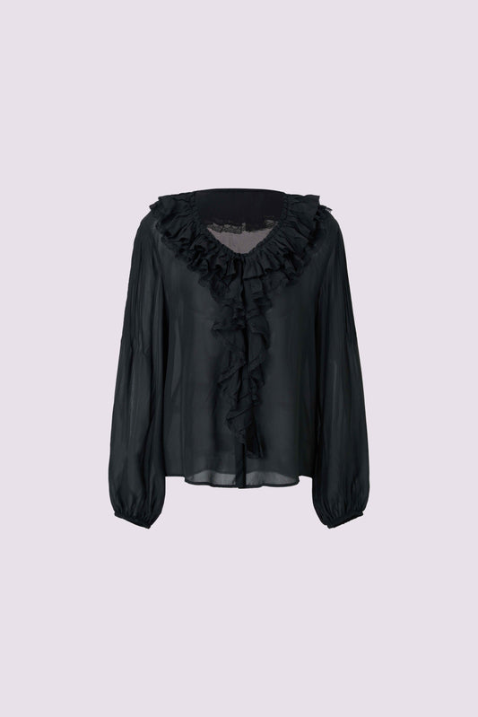 Lace-edged silk top