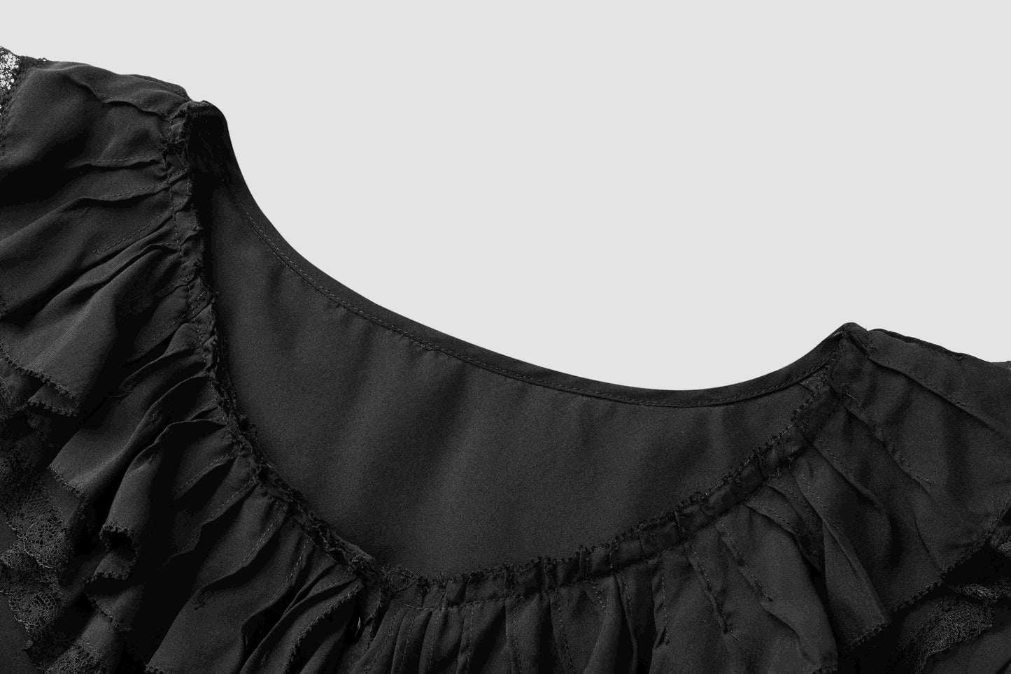 Lace-edged silk top