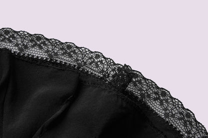Lace-edged silk top