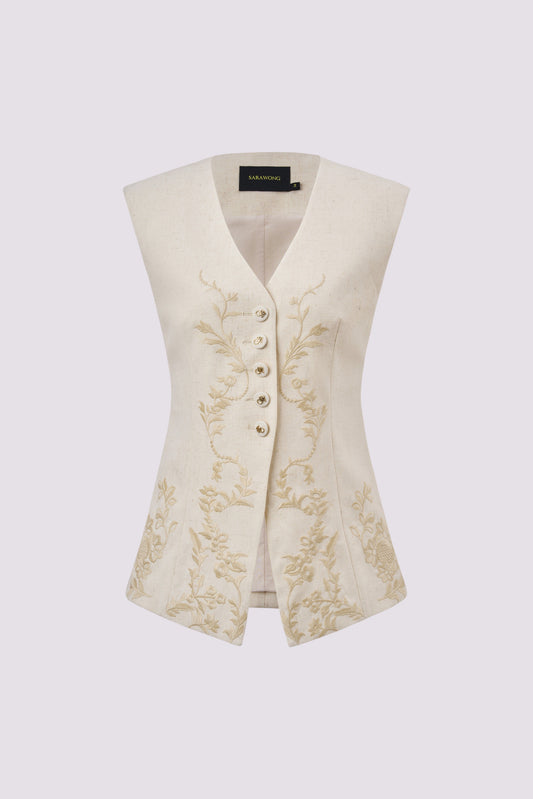 Linen embroidered waistcoat