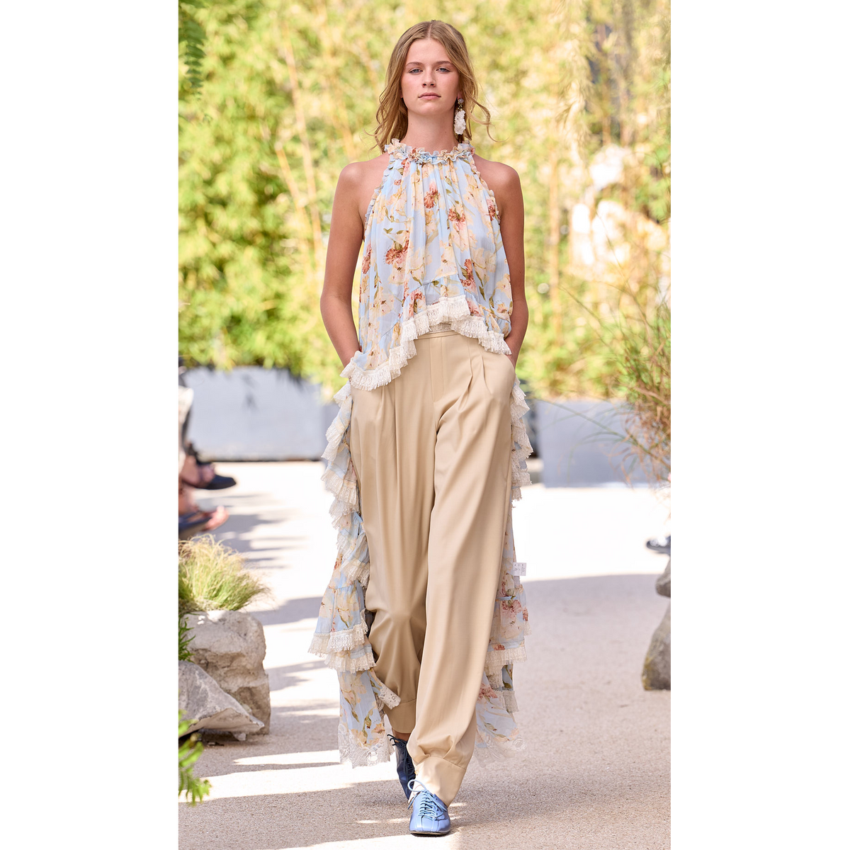 Silk Crinkle Printed Sleeveless Top