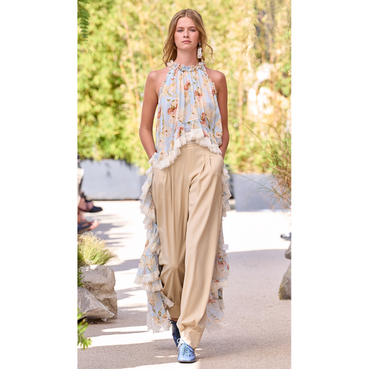 Silk Crinkle Printed Sleeveless Top