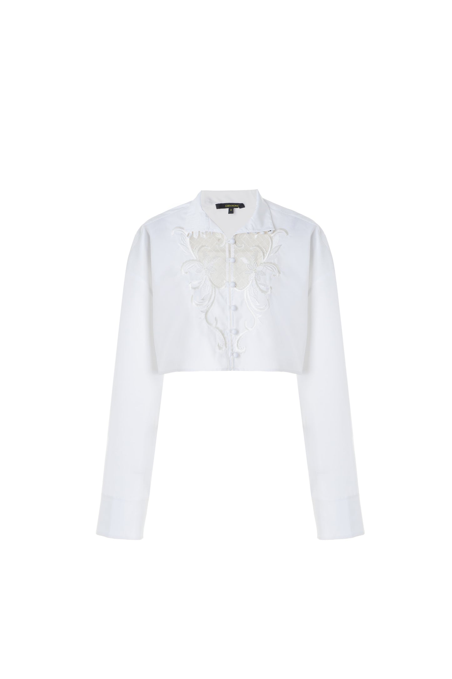 High Collar Embroidered  Shirt