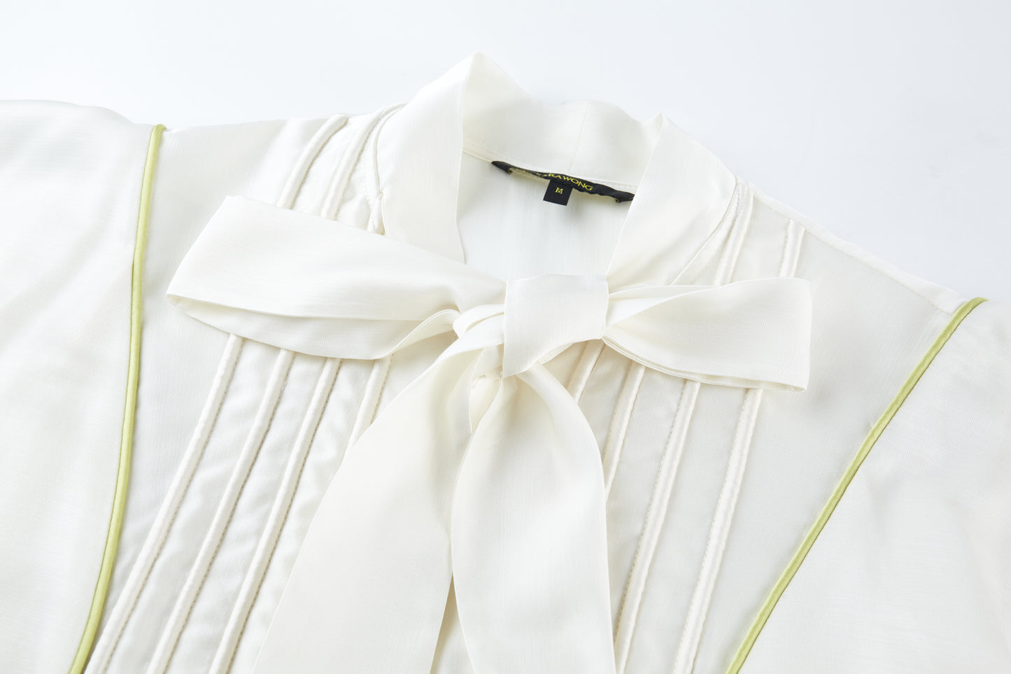 Off-white tie top with ribbon bow tie