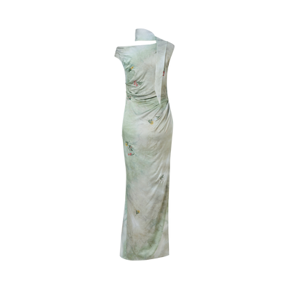 Green embroidered dress