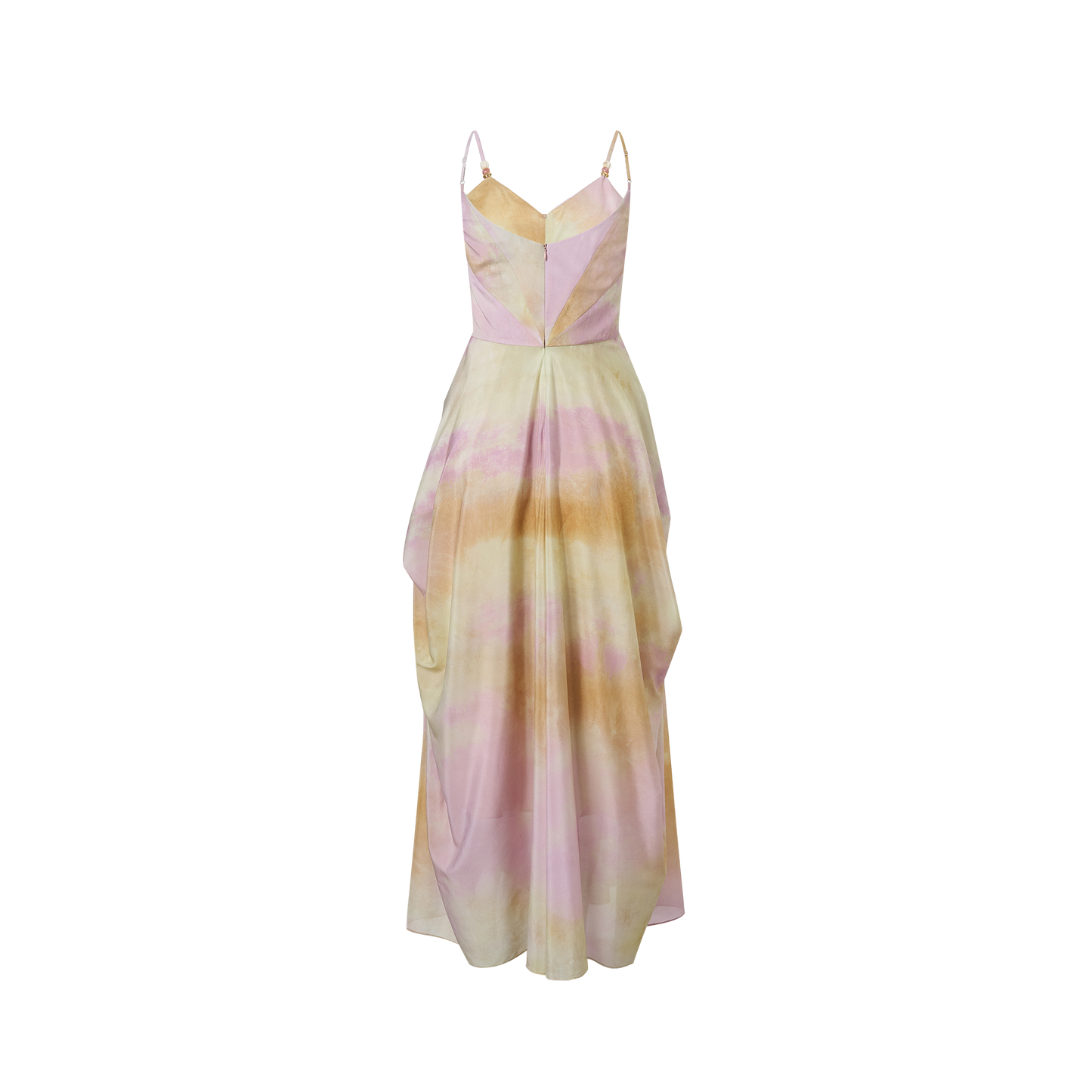 Coral pink acetate patchwork dress