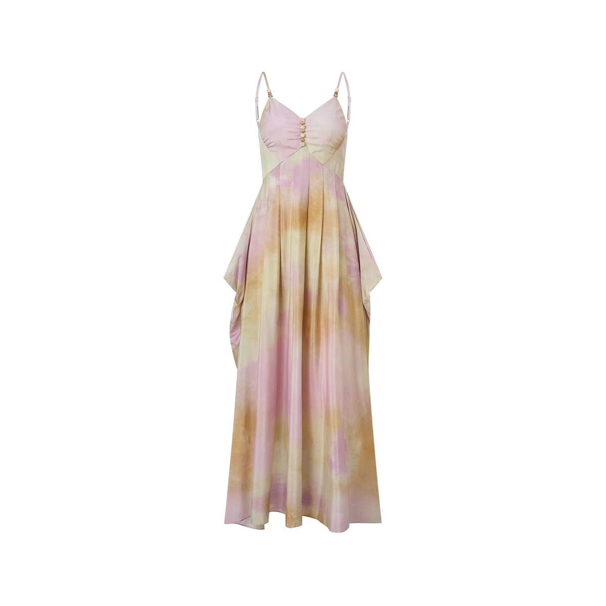 Coral pink acetate patchwork dress