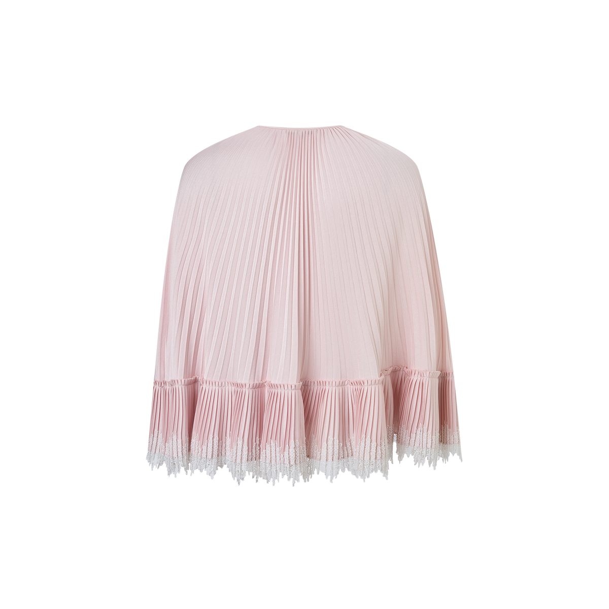 Pink pleated lace-trimmed top
