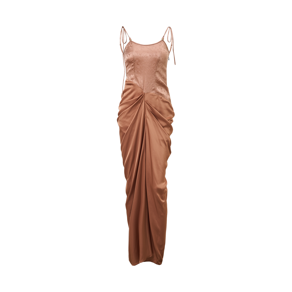 Coral pink acetate patchwork dress