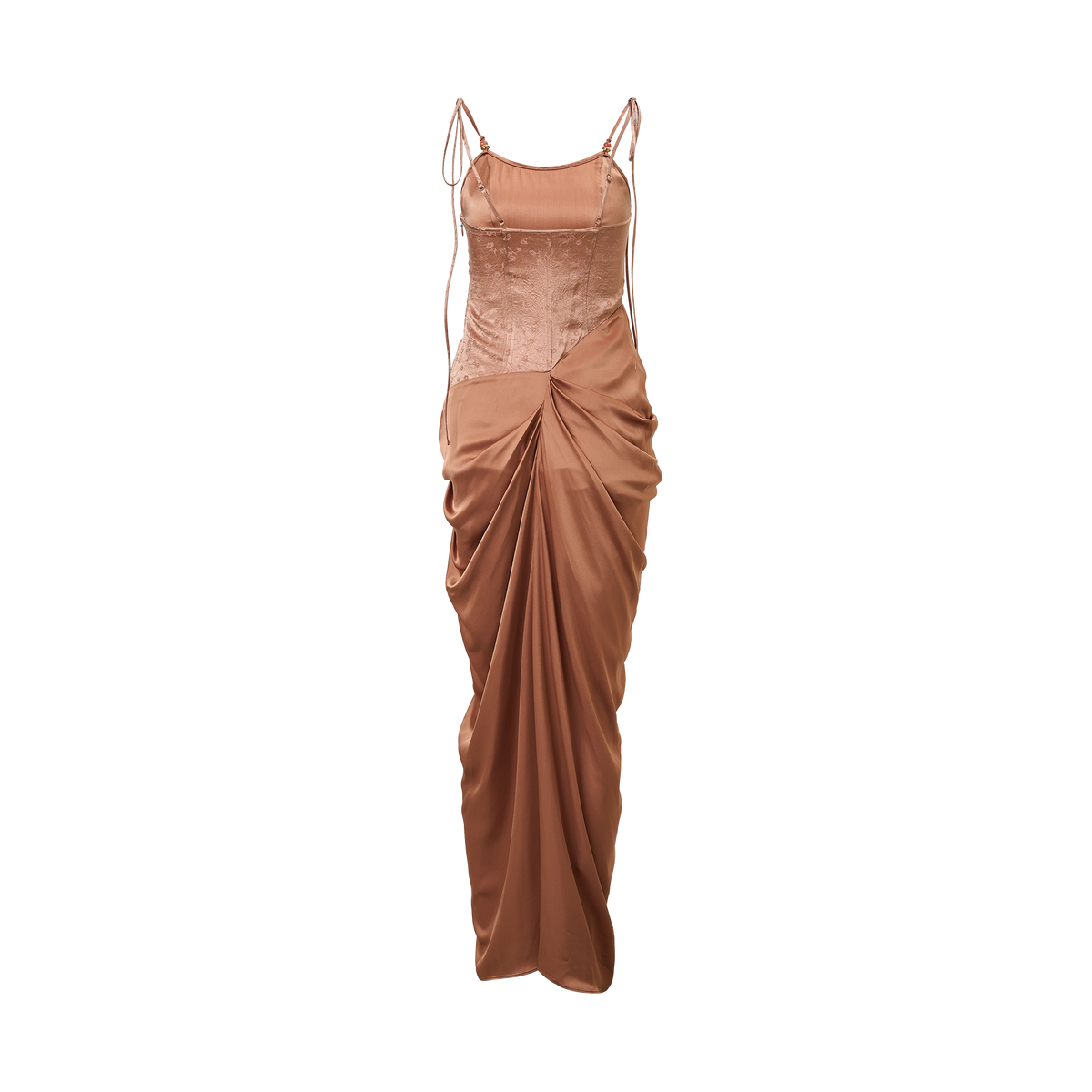 Coral pink acetate patchwork dress