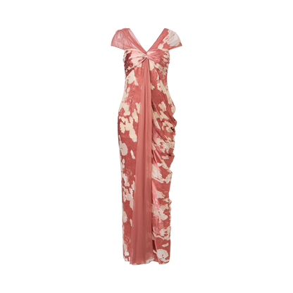 Deep red-baked flower dress