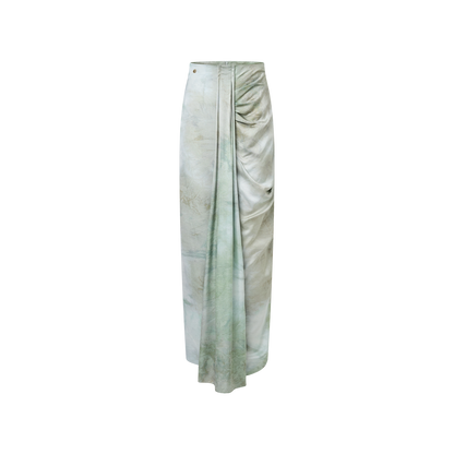 Green printed lace skirt