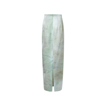 Green printed lace skirt