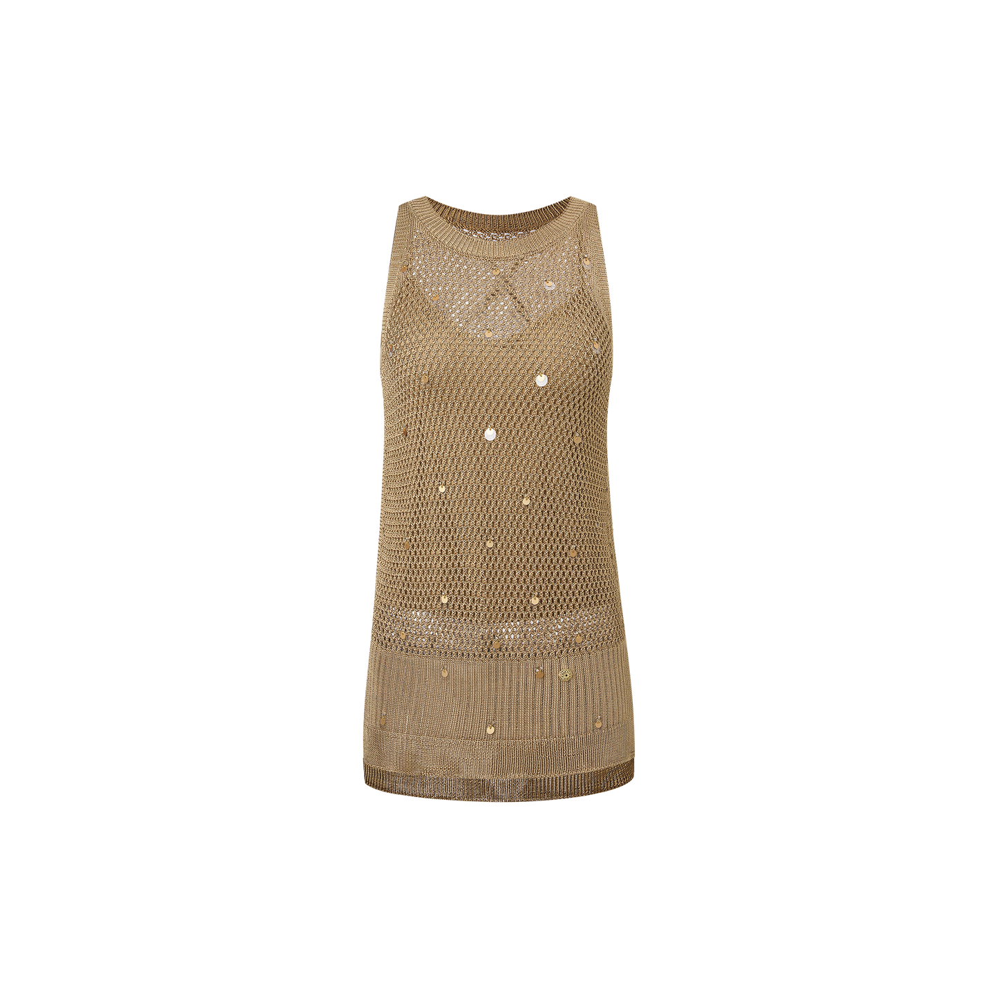 Oat-colored beaded woolen top
