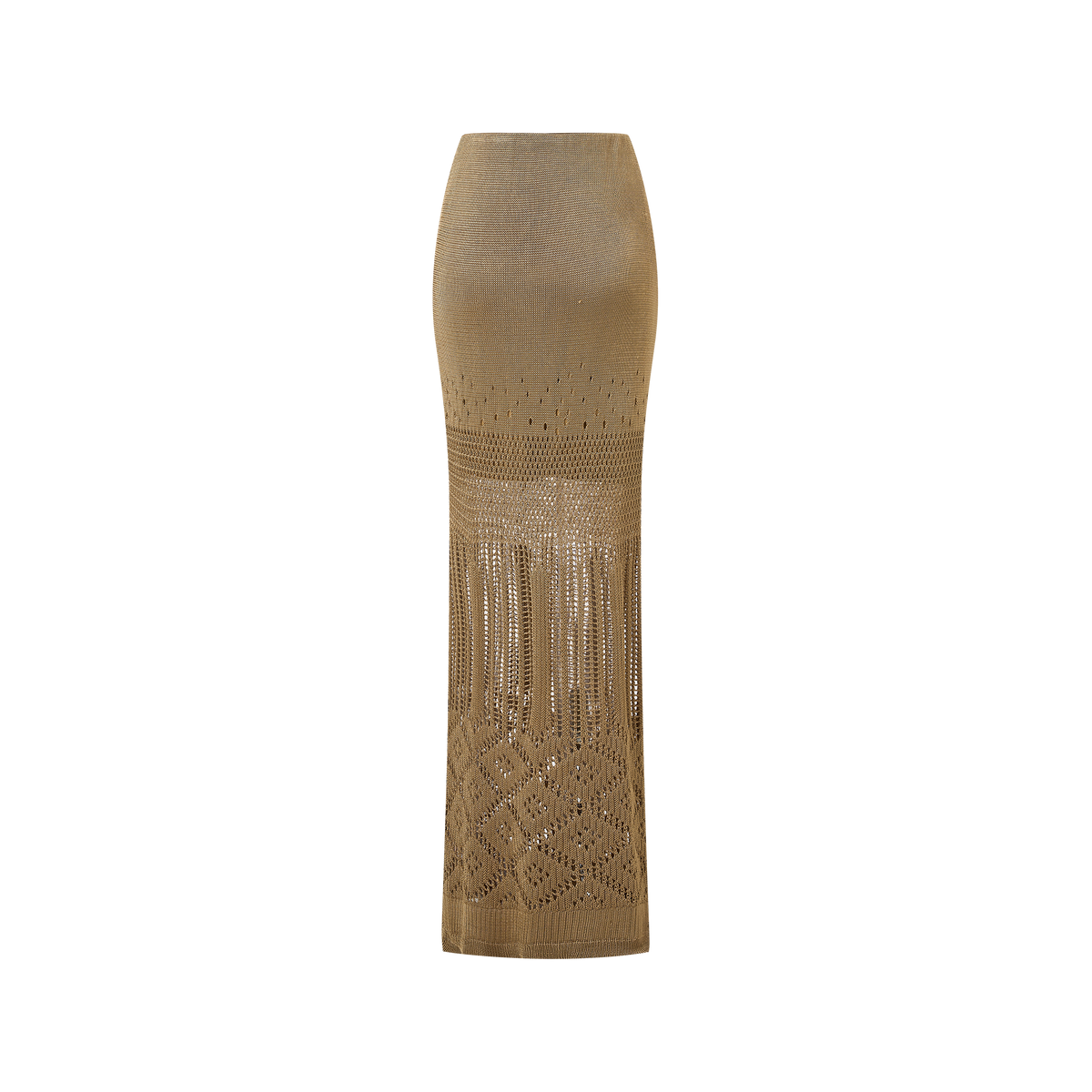 Oat colored beaded woolen skirt