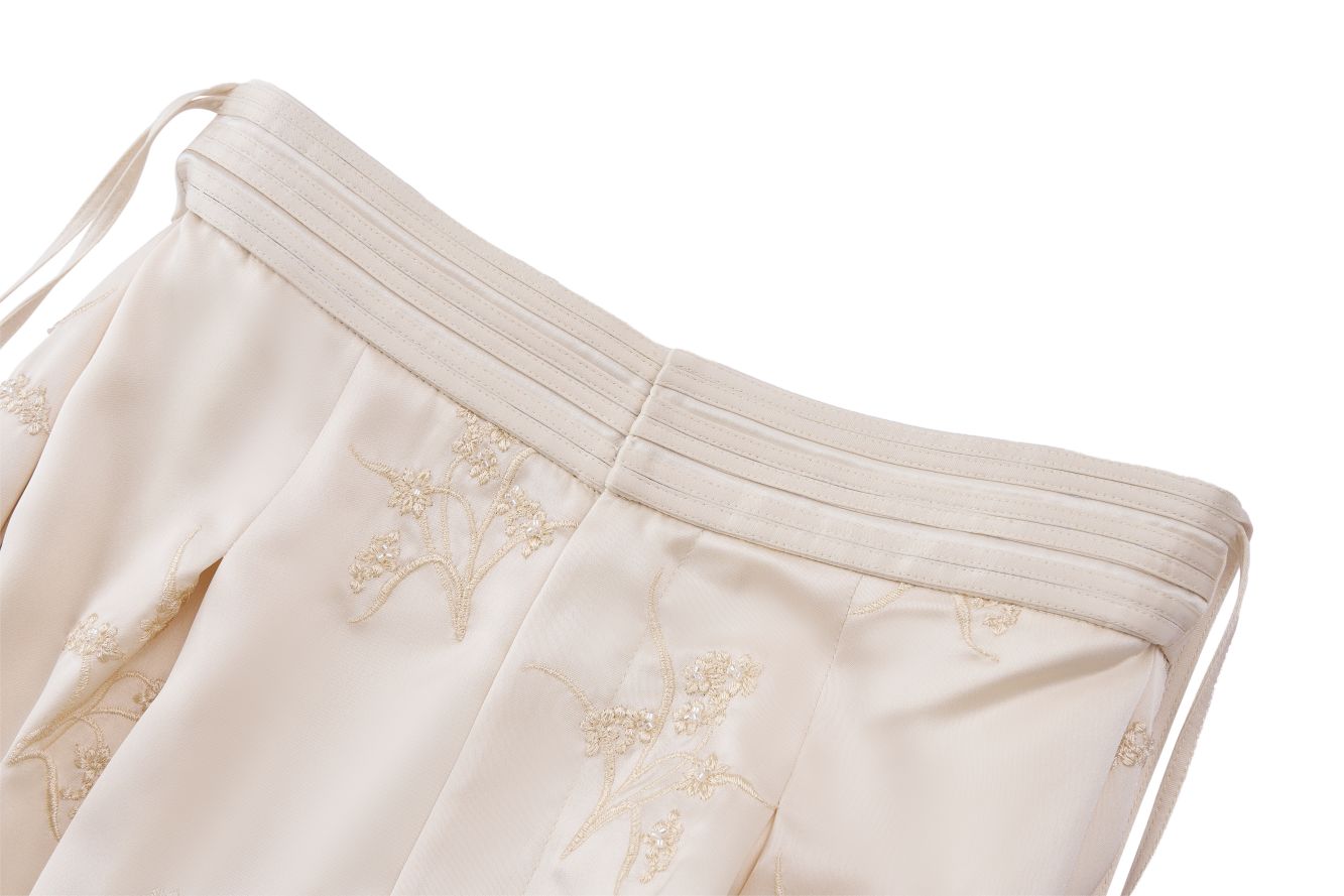 Beige Floral Pants