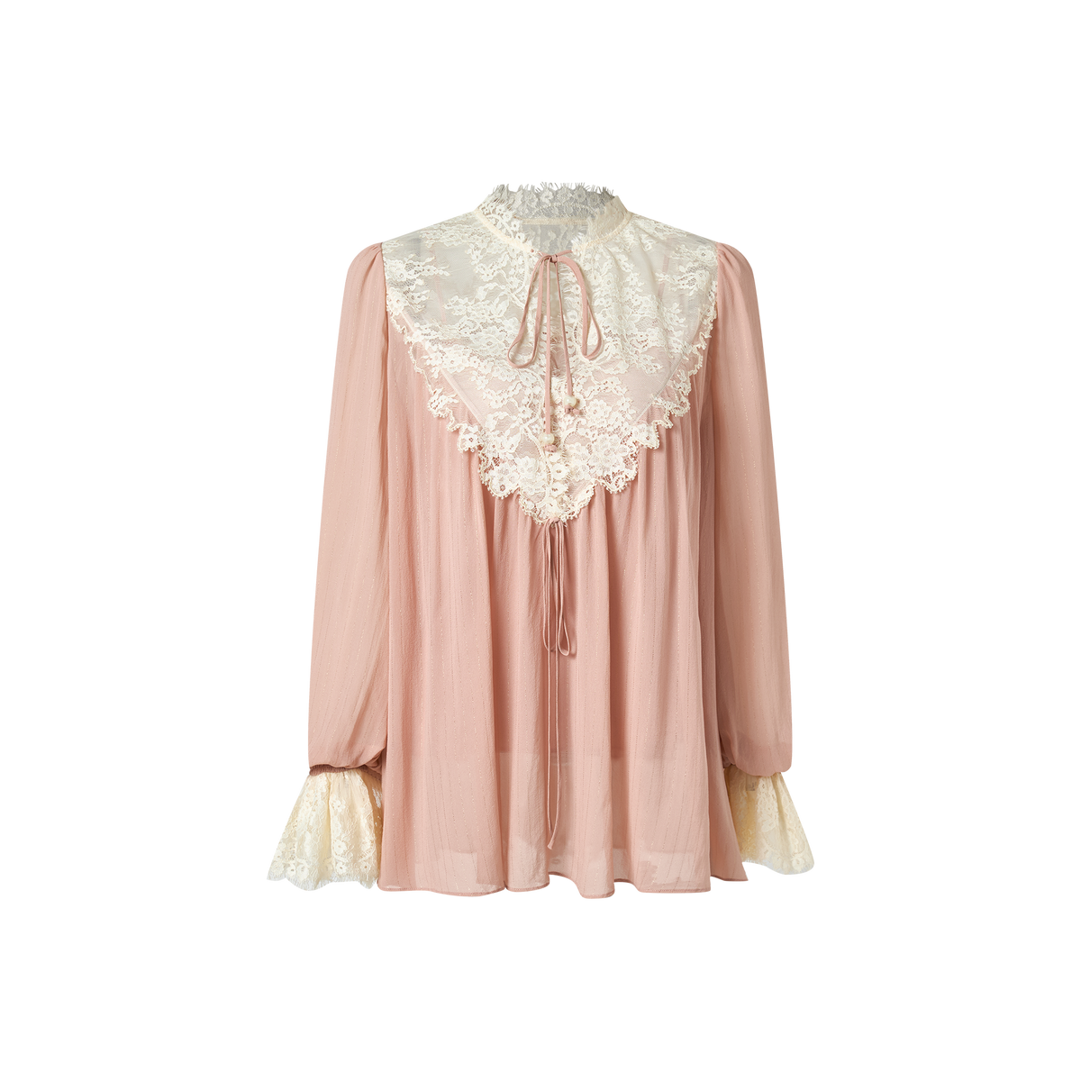 Pink and Off-White Lace Top
