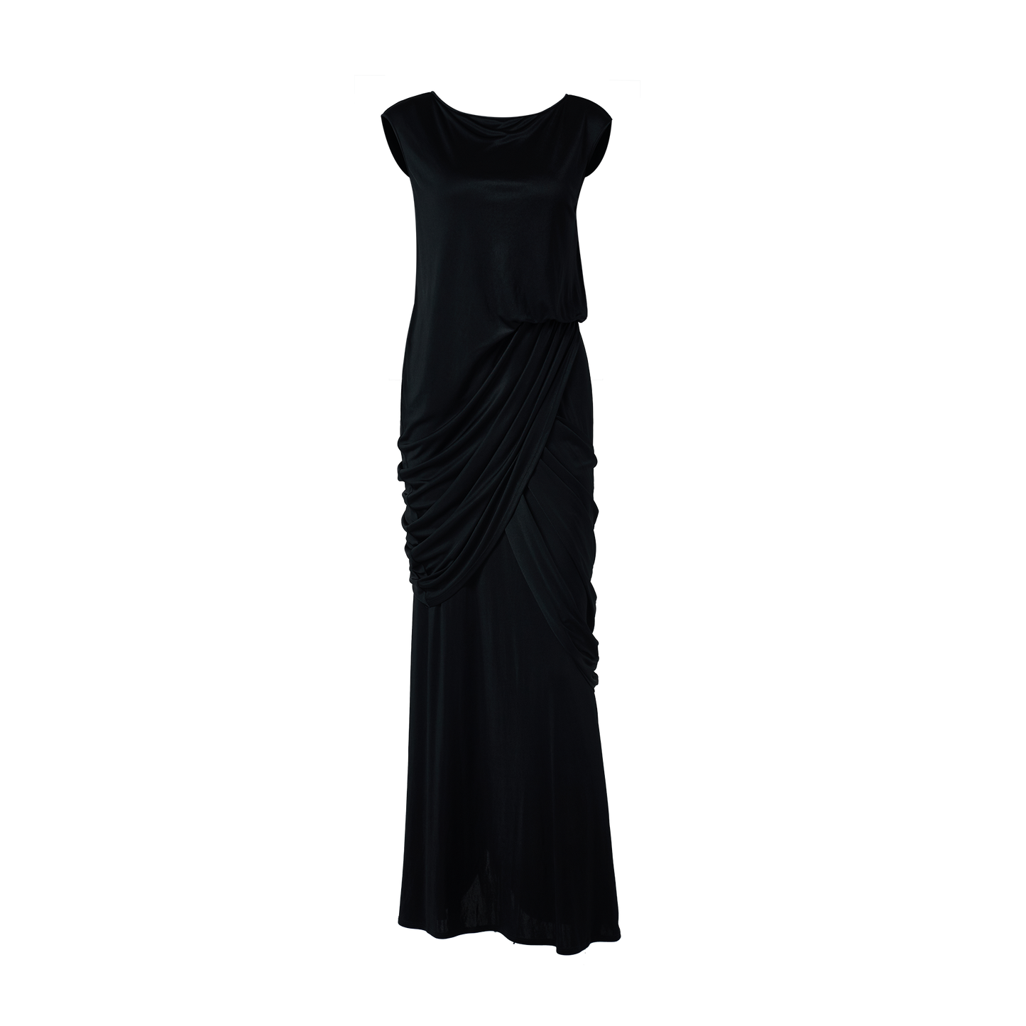 Black triacetate sleeveless pleated dress