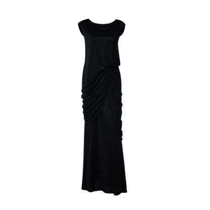 Black triacetate sleeveless pleated dress
