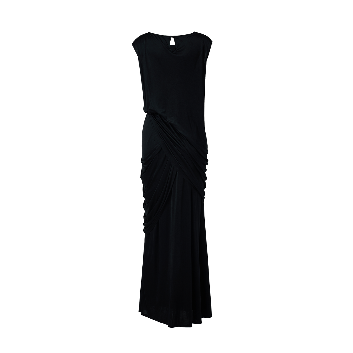 Black triacetate sleeveless pleated dress