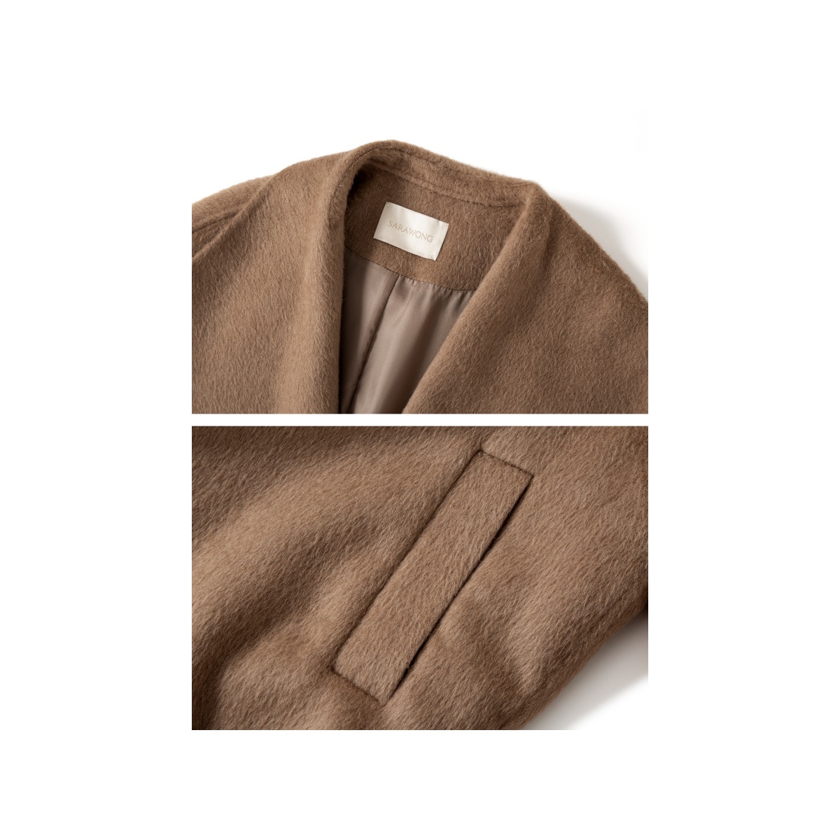 Double-sided tweed coat with a large lapel