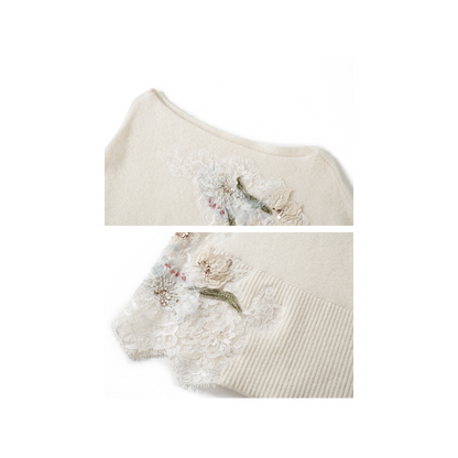 A beige embroidered woolen skirt