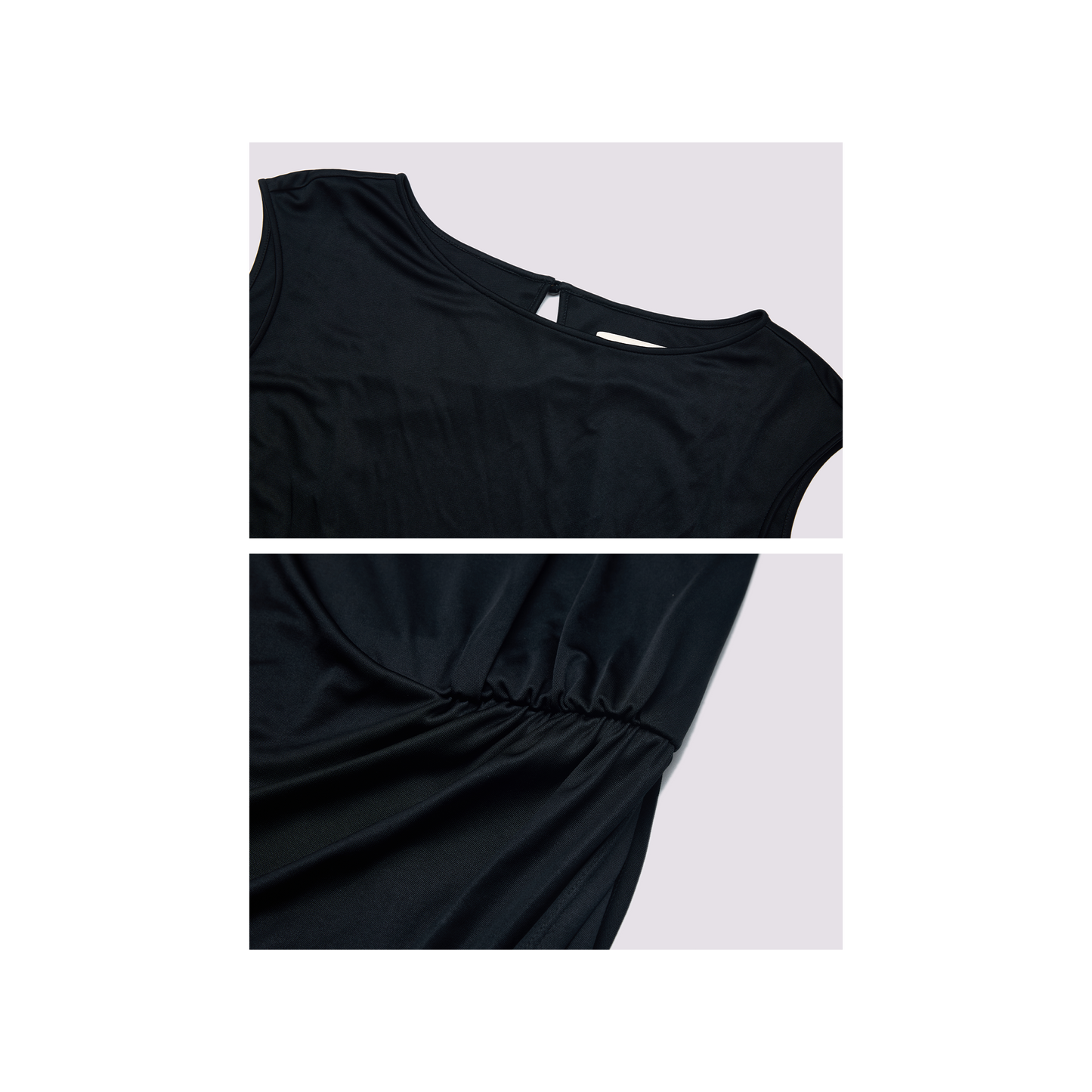 Black triacetate sleeveless pleated dress