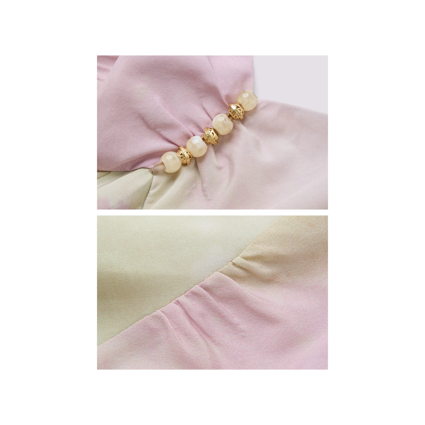 Coral pink acetate patchwork dress