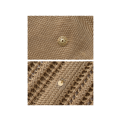 Oat colored beaded woolen skirt
