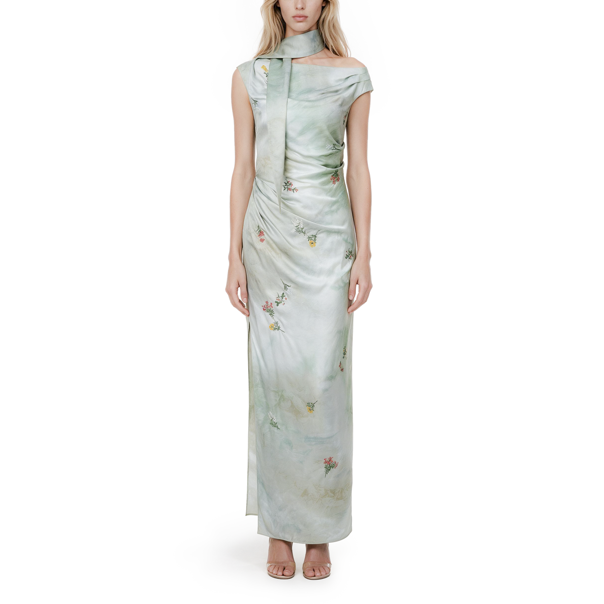 Green embroidered dress