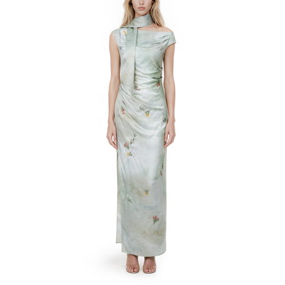 Green embroidered dress