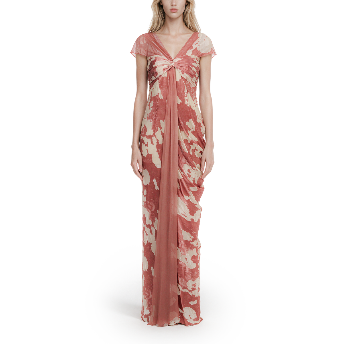 Deep red-baked flower dress