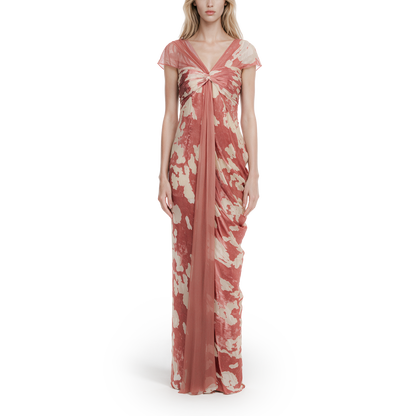 Deep red-baked flower dress
